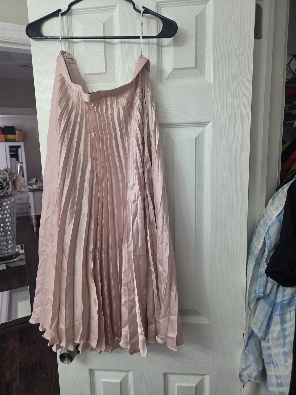 DKNYC Blush Pleated Midi Skirt